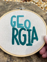 Load image into Gallery viewer, 6 inch- Georgia State Letter Shape hand-Embroidered Hoops
