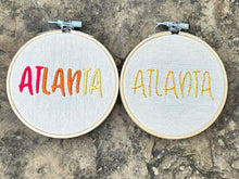 Load image into Gallery viewer, 4 Inch Atlanta Sunset Colors Hand-Embroidered Art Hoop

