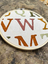 Load image into Gallery viewer, 6 inch Book Letters hand-embroidered Hoop (Black or 70&#39;s Colors)
