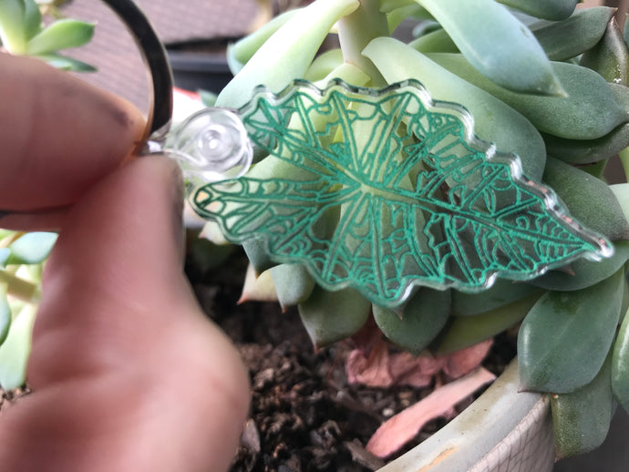 Houseplant Green Leaf Drawing - Acrylic keychain