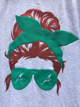 Load image into Gallery viewer, Green Short Sleeve Atlanta A Messy Bun Hair T-Shirt
