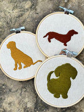 Load image into Gallery viewer, 4-Inch Dog Silhouettes Hand-Embroidered Art Hoops - Personalized Pet Decor (Many Colors Available)
