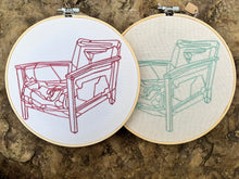 Load image into Gallery viewer, 8&quot; Evicted Chair Outline Hand-Embroidered Hoop (2 Colors)
