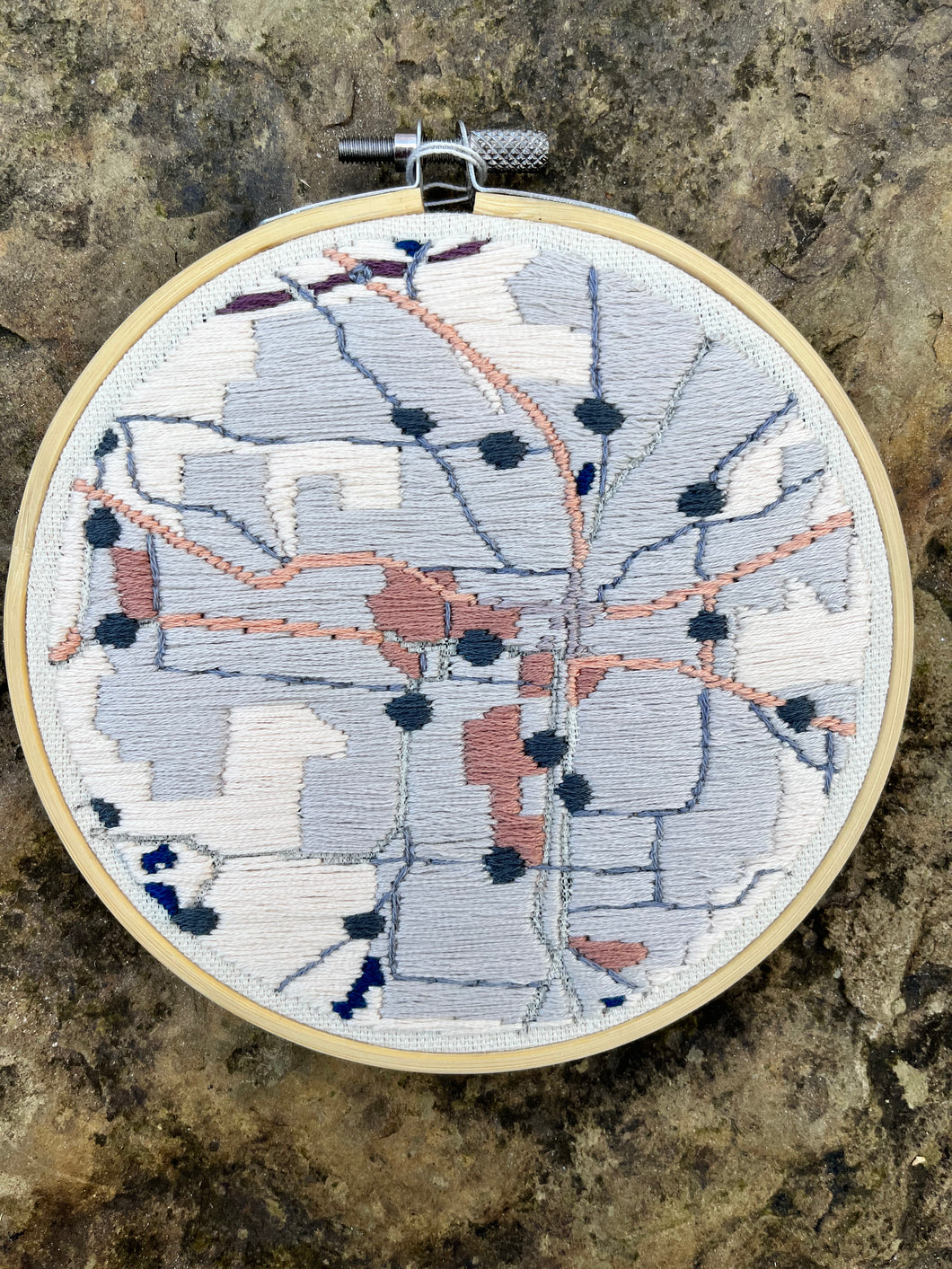 5” Map of Tallahassee, FL Hand-Embroidered Hoop