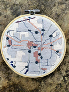 5 inch solid embroidered map of Tallahassee, FL Hand-Embroidered Hoop