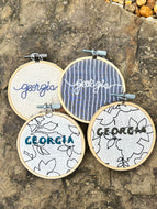 3 inch Georgia Hand Lettered Embroidered Hoops (4 Options)