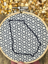 Load image into Gallery viewer, 4 inch &quot;Georgia&quot; State Shape Outline Hand-Embroidered Art Hoop
