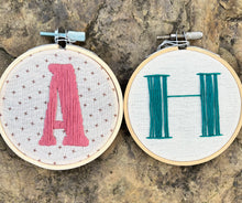 Load image into Gallery viewer, 3&quot; Initials Embroidered Hoops (2 Options)
