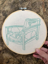 Load image into Gallery viewer, 8 Inch Mid Century Modern Arm Chair - Geometric Outline Hand-Embroidered Hoop
