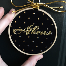 Load image into Gallery viewer, 3” Gold on Black Athens - UGA Embroidered Ornaments
