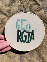 Load image into Gallery viewer, 6 inch- Georgia State Letter Shape hand-Embroidered Hoops
