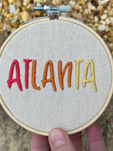 Load image into Gallery viewer, 4 Inch Atlanta Sunset Colors Hand-Embroidered Art Hoop
