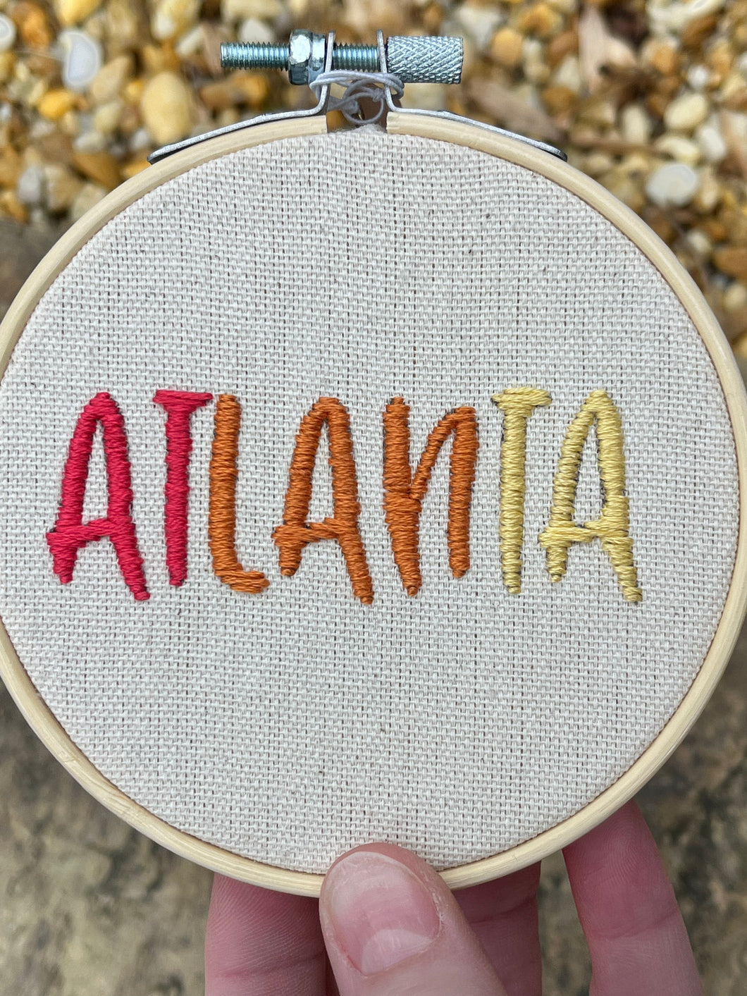 4 Inch Atlanta Sunset Colors Hand-Embroidered Art Hoop