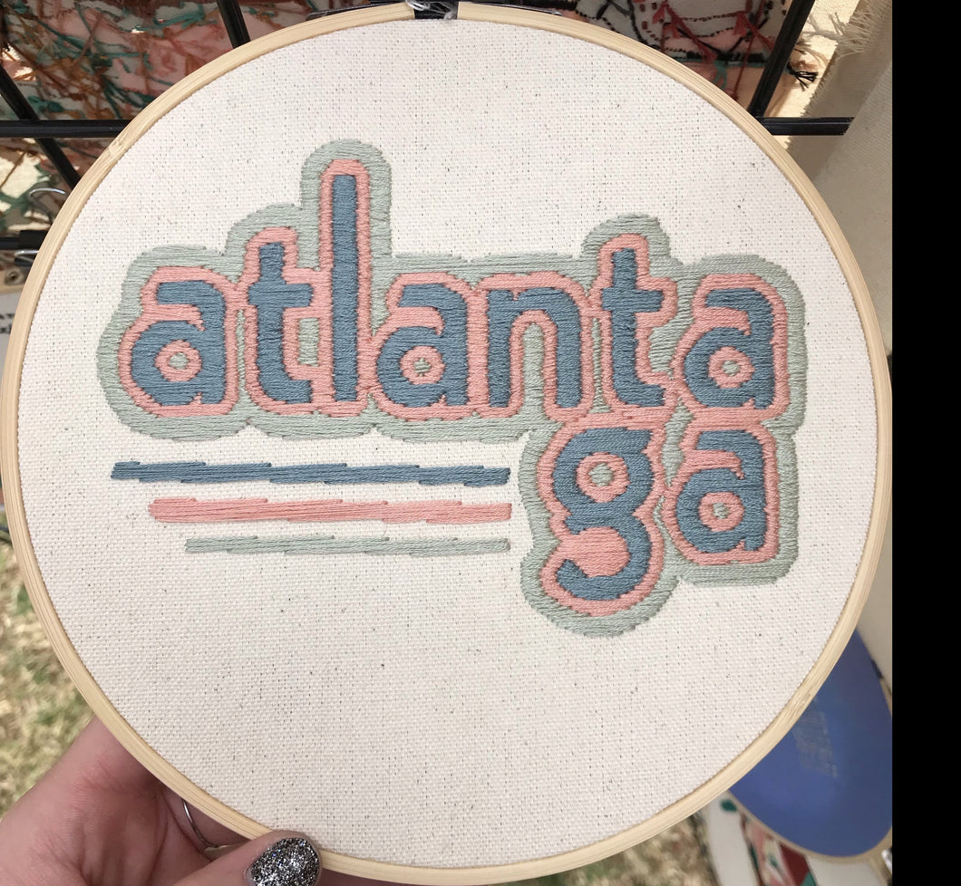 8” Atlanta, GA lowercase neutral colors hoop