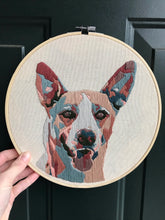 Load image into Gallery viewer, Custom Pet Portrait Embroidery – Hand-Embroidered Pet Artwork in 10-Inch Wooden Hoop
