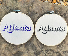 Load image into Gallery viewer, 6 inch &quot;Atlanta&quot; Blue Shadow silhouette Hand-Embroidered Hoop
